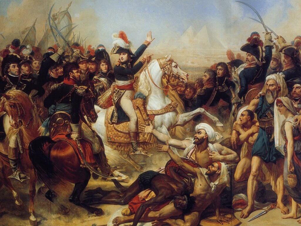 صورة زيتية لمعركة إمبابة عام 1798 التي هزم فيها شيخ البلد إبراهيم بك